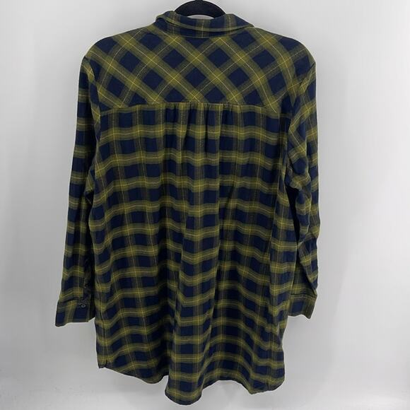 Banana Republic cotton flannel long sleeve 1/4 button down babydoll dress sz L - Picture 6 of 6